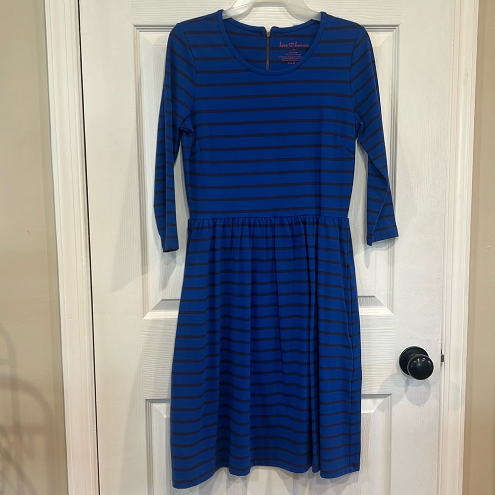 Hannah Andersson Women blue stripped dress size XS. New. No tags